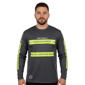 Coal Country Grey Reflective Long Sleeve Safety Shirt w/ Hi Vis Yellow Strips (Gen2)