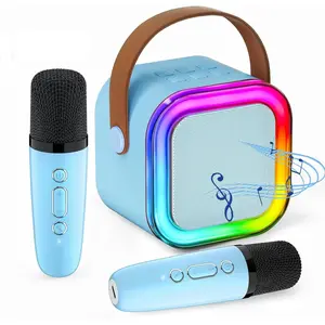 Karaoke Machine for Kids, Kids Karaoke Machine for Girls with 2 Wireless Microphones, Mini Portable Bluetooth Speaker Kids Karaoke Machine Gifts for Girls and Boys Family Party (Blue)
