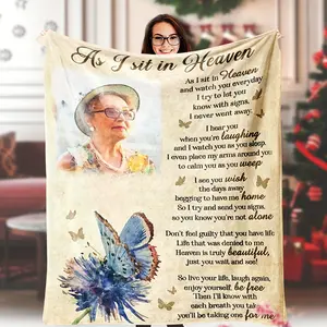 1 Custom Blanket with Photo, Custom Blanket, Souvenir, Gift for Missing Loved Ones, Mourning Gift, Blanket Souvenir, Grandparents, Mom, Dad, Siblings, Soft and Warm Flannel Fabric Blanket, Local Warehouse