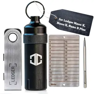 for Ledger Nano X, Nano S, Nano S Plus - Shockproof, Portable Hardware Cold Wallet for Ledger - 24 Word Seed Phrase Plate and Engraving Pen Included