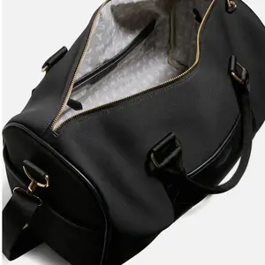 Black Nylon Luggage Bag with Gold Hardware & Durable Design for Gym and Travel