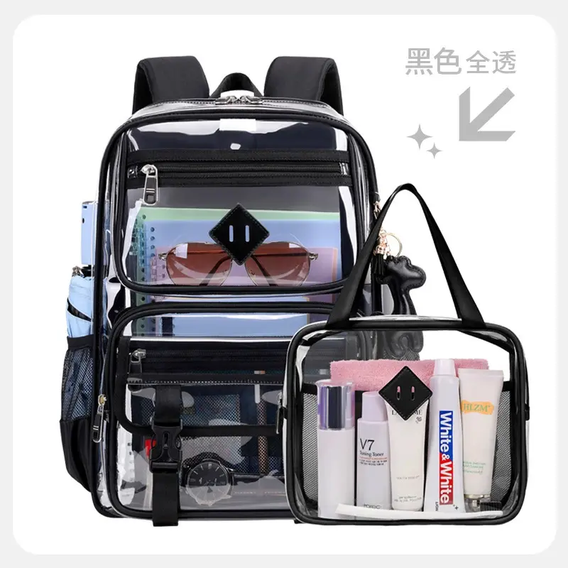 Transparent black+meal bag