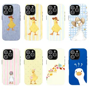 "Cowboy Duck" iPhone Case — Cute, Western-Style Protective Cover featuring an Aesthetic Blue Striped Design. Compatible with iPhone 11–17 Pro Max/Plus Series and Samsung Galaxy S23– Series.