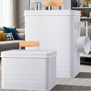 Farmhouse Style Metal Laundry Storage Box with Lid - Detergent Pod Organizer and Dryer Sheet Dispenser - White Rustic Decor for Laundry Room - Handheld Container for Home Organization - Reusable and Durable Set Cotton Nature Water Proof Wooden Black