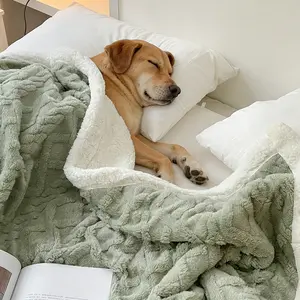 Double-Layer Dog Blanket, Soft Fluffy Fabric Pet Throw, Washable Warm Blanket for Dogs, Suitable for Dog Beds and Cages, Multiple Colors