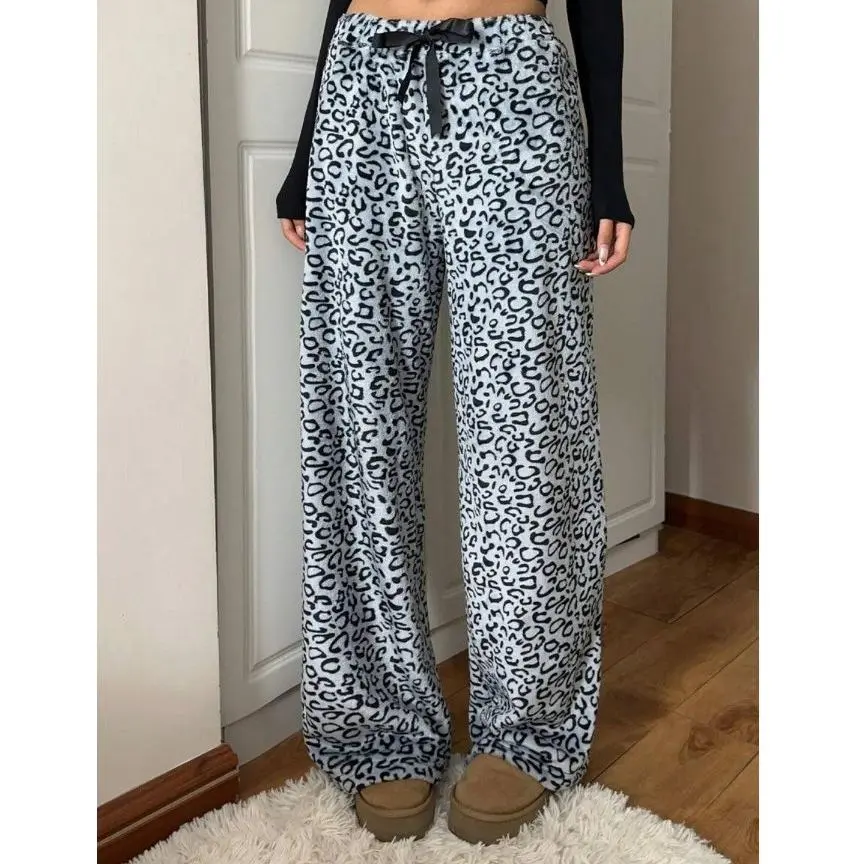 Women's plush pajamas, pants with drawstring, elastic waist circumference, wide legs, Teddy Pj bottom pants, casual pants, soft satin pajamas, pajamas, cotton fabric Women's plush pajamas, pants with drawstring, elastic waist circumference, wide legs, Teddy Pj bottom pants, casual pants, soft satin pajamas, pajamas, cotton fabric