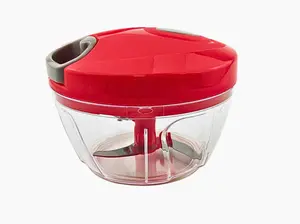 Adierim Portable Chopper with Rope, Vegetable Chopper Onions Cutter for Vegetable Fruits Nuts BPA Free Food Safe Material Kitchen Utensils Red (500 ml)
