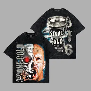 Stone Cold 'Steve Austin' The Texas Rattlesnake Premium Acid Washed 100% Cotton T-Shirt, WWE Attitude Era Legend T-Shirt, Austin 3 :16 Graphic Tee, WWE Fans Outfit, Fight Night Outfits