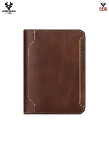 Men's Passport Holder Pure Color Casual Fashion Vintage Travel Multi-Card Wallet Dual-Fold Passport Case Bp734