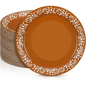 100 Pcs Platos De Barro Mexicanos Paper Plates Baby Shower Party Supplies 7 Inch Mexican Plates Terracotta Clay Pottery Cinco De Mayo Wedding Party Decoration