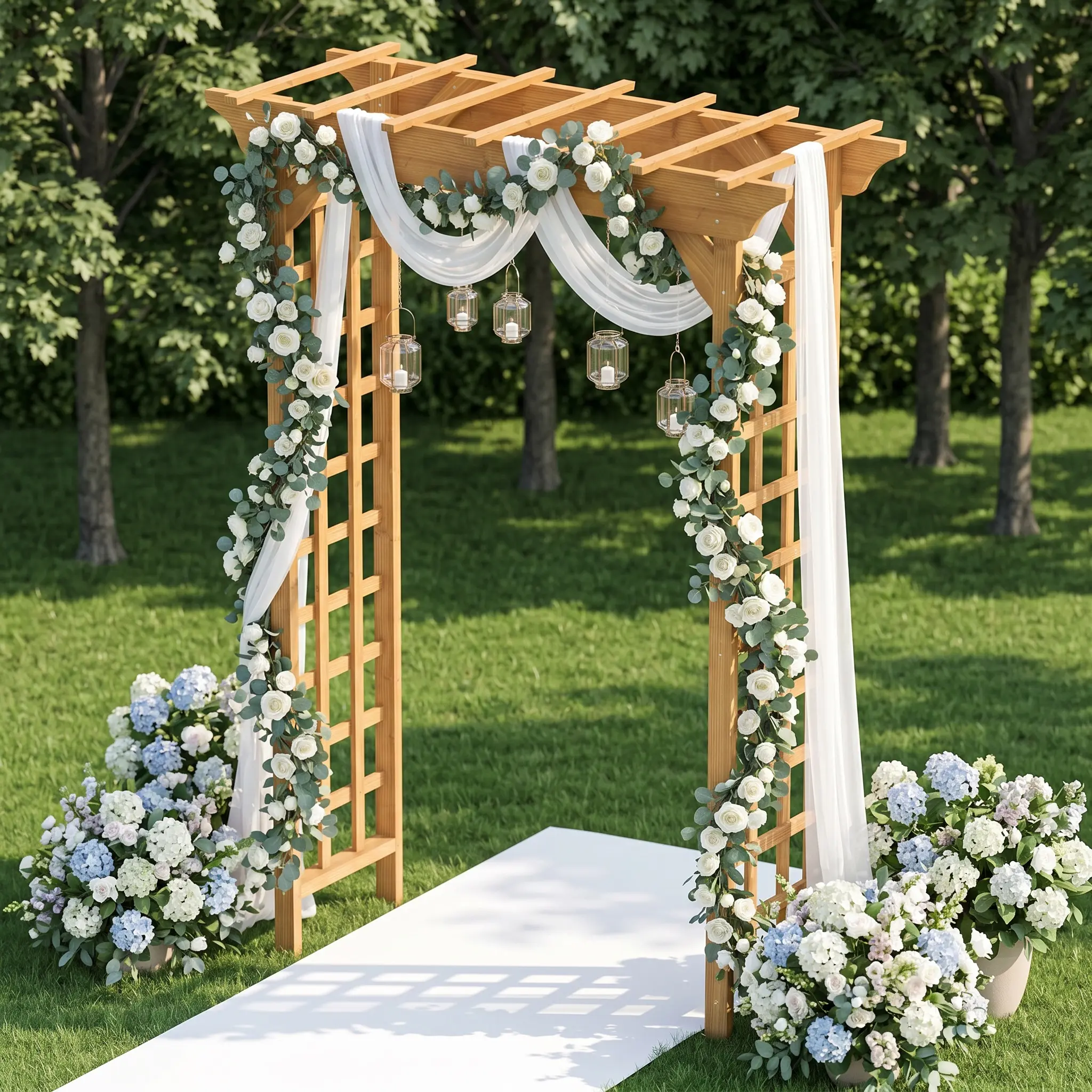 Wooden Arbor, Wedding Arch for Ceremony, Wood Trellis for Plant Climbing, Christmas Decor Pergola for Garden Backyard