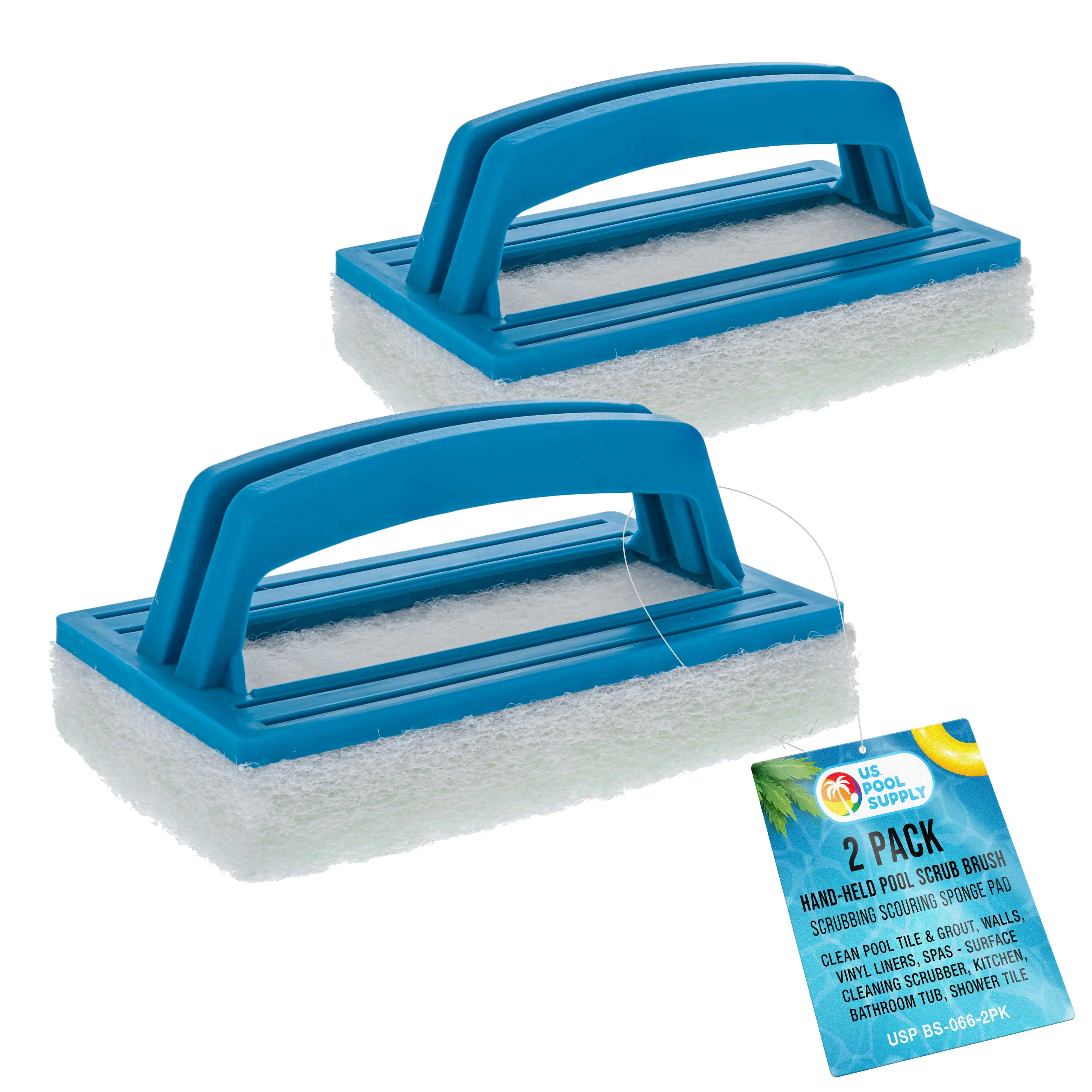 Hand-Held Pool Scrub Brush, 2 Pack - Scrubbing Pad - Clean Pool Tile, Walls, Vinyl Liners, Spas - Surface Cleaning, Kitchen, Bathroom