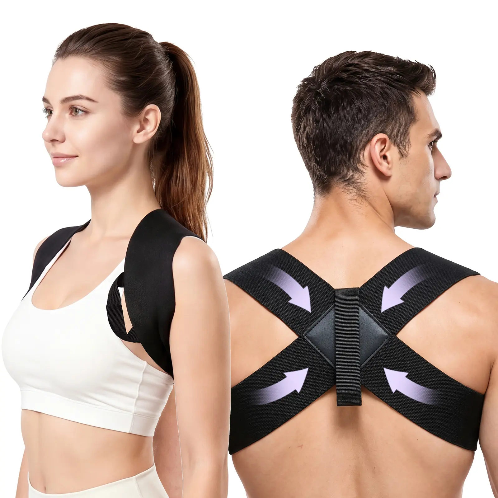 Elastic Posture Corrector & Shoulder Training Strap for Men and Women, Adjustable Upper Back Support Band for Home, Office & Gym Workout