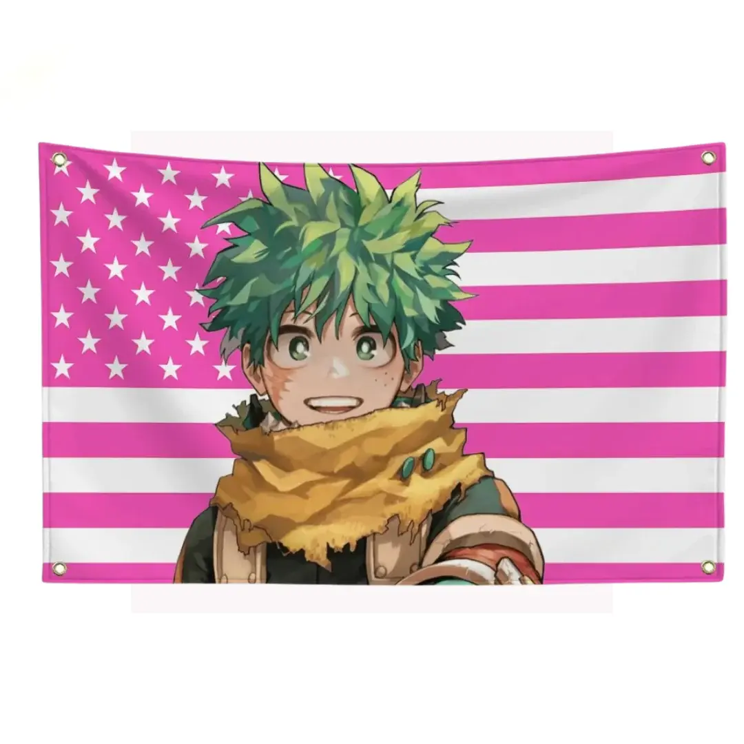 Izuku Midoriya My Hero Academia American Flag Print Decor Tapestry - Polyester Wall Tapestry, Lightweight Machine Washable, Independence Day Home Decor, Anime Otaku Fan Gift
