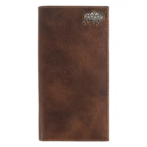 Red Dirt Hat Co. Men's Bison Concho Leather Brown Rodeo Wallet Money Clip