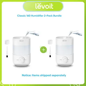 LEVOIT Classic 160 2-pack Bundle Top Fill Humidifiers for Bedroom, 2.5L 26db Quiet Cool Mist Air Humidifier for Home Baby Nursery & Plants, Auto Shut-off