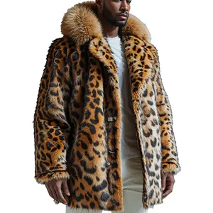 Men’s Luxury Leopard Print Furry Hood Jacket