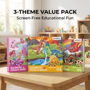 LUMIKIDZ 3 Books Magnetic Puzzles for Toddlers 3-5 Girls, 20 Pieces Travel Puzzles for Kids Ages 4-6, Car Airplane Road Trip Activities Toys for 3 4 5 6 Year Old Girls Birthday Gifts