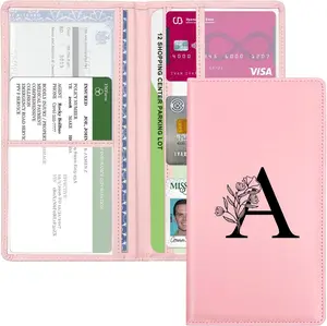 Registration &  Holder with Closure, Pink Letter Wallet Case for Women & Men