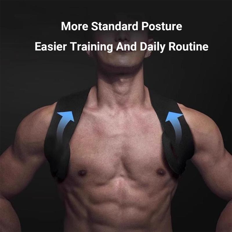 Fitness Heavy Shoulder Straps – Bench Press & Shoulder Training Assist Straps, Chest-Opening & Back-Straightening Support, Posture Corrector for Hunchback, and Fitness Training (Black,Large)
