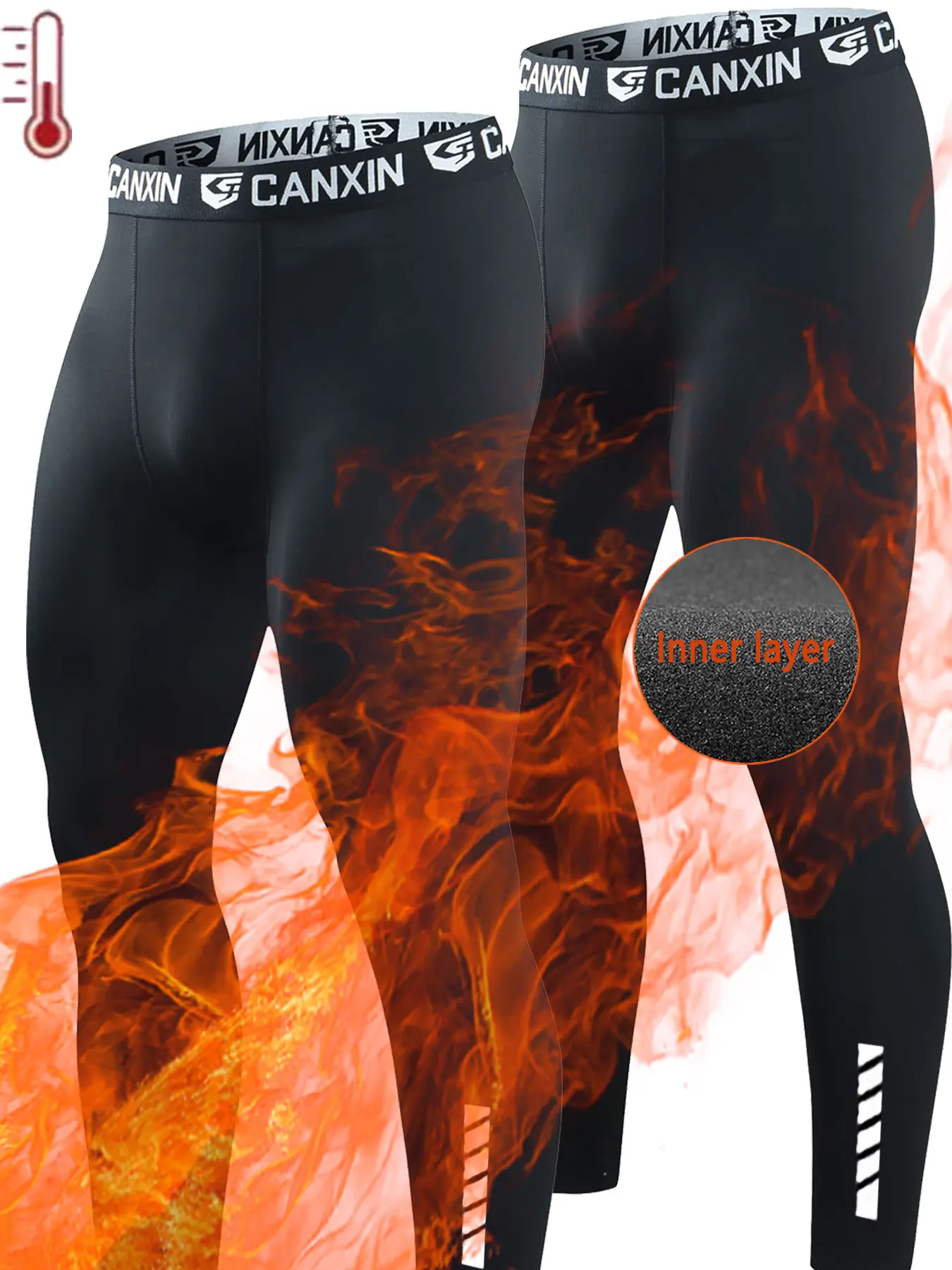 Men's Basketball Compression Pants, Running and Fitness Training Long Pants, Fleece Warm Base Layer, Breathable Quick Dry Comfort, Gym Sportswear Bottoms