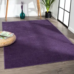 JONATHAN Y Haze Solid Low-Pile Indoor Purple Area Rug; for Living Room, Kitchen, Bedroom, Dining Room, Office