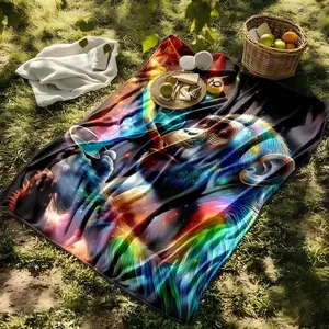 1 piece Colorful Smoking Chimpanzee Art Concept themed flannel blanket - Super soft flannel blanket in modern style, suitable for sofas and beds, all-season use, digitally printed pattern, 100% polyester material, machine washable, suitable for