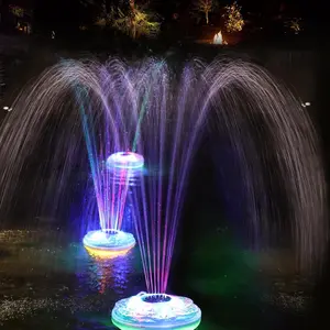 Floating pool fountain with light showrechargeable battery pond water fountainip68 waterproof pool waterfall fountain2 modes pool sprinkler fountain for inground above ground pool gardens1pc