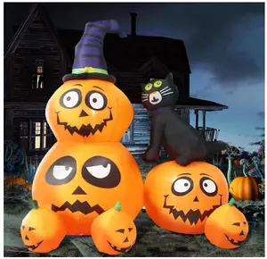 Halloween Inflatables, Halloween Inflatable Outdoor Decorations, 6ft Pumpkin and Cat Inflatable, Blow up Cat & Pumpkin Lanterns with Yard Decorations, Built-in LEDs for Garden Lawn Decor Light Waterproof