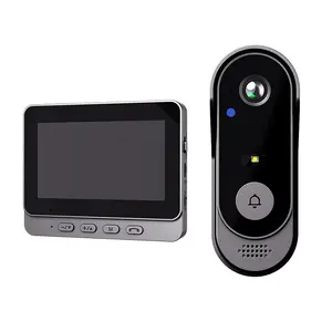 Wireless Video Doorbell with 4.3inch High-Definition Pixels Screen Display,Two-Way Audio,Visual Intelligent Doorbell with Large Battery, IP66 Waterproof and Easy Installation