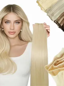 Sew-In Ultra-Narrow Virgin Human Hair Bundle - Real Weave for Women, Natural Look & Feel, 30.48/40.64/50.8cm Straight Hair Extensions Human Hair Pieces Beige/Natural Black, Salon-Quality Machine- for Dreadlock & Short Hair