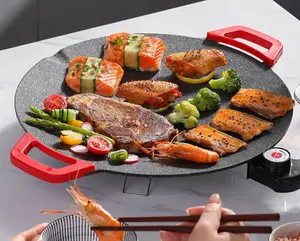 Electric Nonstick Smokeless Tabletop Korean BBQ Grill Indoor - Fast-Heating Portable Griddle for Household Family Gatherings