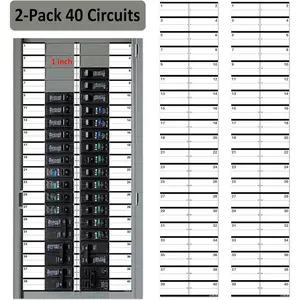 2 Pack 1" Breaker Side 40 Circuits Vinyl Fuse Box Circuit Breaker Panel Directory Labels Stickers Decals for All Electrical Panel/Load Centers Waterproof