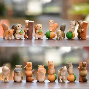 8Pcs Mini Squirrel Figurines, Garden Animal Outdoor Ornaments Decor Statue, Cake Topper Figures, Plant Pot
