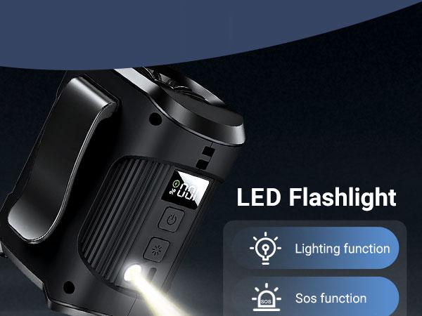 Portable Wearable Waist Fan with 3-Speed Brushless Motor 12m/s Strong Wind LED Display Type-C Rechargeable 24H Runtime Hands-Free Clip-On Neck Fan with SOS Flashlight Power Bank for Outdoor Workers Construction Hiking Camping