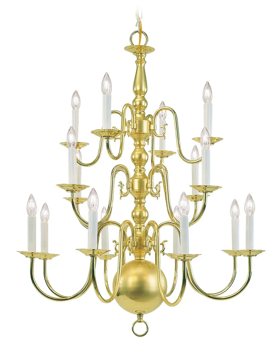 16 Light Polished Brass Chandelier with Steel base material