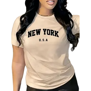 Women's American Retro New York Graphic Streetwear T-Shirt - Smooth Fabric, Basic Shortsleeve, Versatile for All