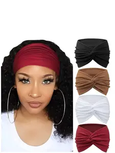 4pcs Boho Yoga Sports Headbands, Elastic Non-Slip Wide Sweat-Wicking Crossed Hair Bands for Women, Ideal for Yoga, Running and Daily Use