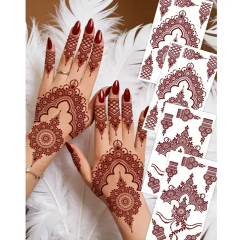 4 Pcs Floral Design Sexy Toe and Finger Nail Flower Temporary Tattoo Stickers, Fake Tattoos, Ephemeral Tattoos, Waterproof Body Art Tattoos for Women, Wedding Party, Henna Manicure, Henna Designs