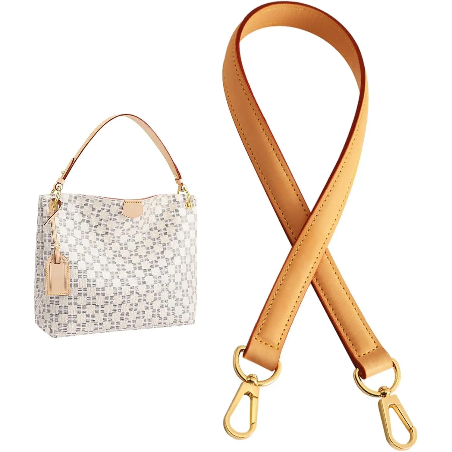 Ankes Genuine Retro Chic Vachetta Leather Replacement Strap - Adjustable Shoulder Strap for Gracefull Tote Bags, Vachetta Leather Straps, Casual