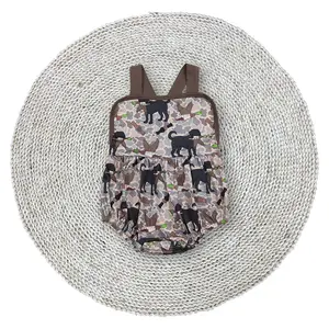 Little Baby Boys Hunting Duck Season Dog Camouflage Brown Straps Stretchy Soft Bubble Rompers
