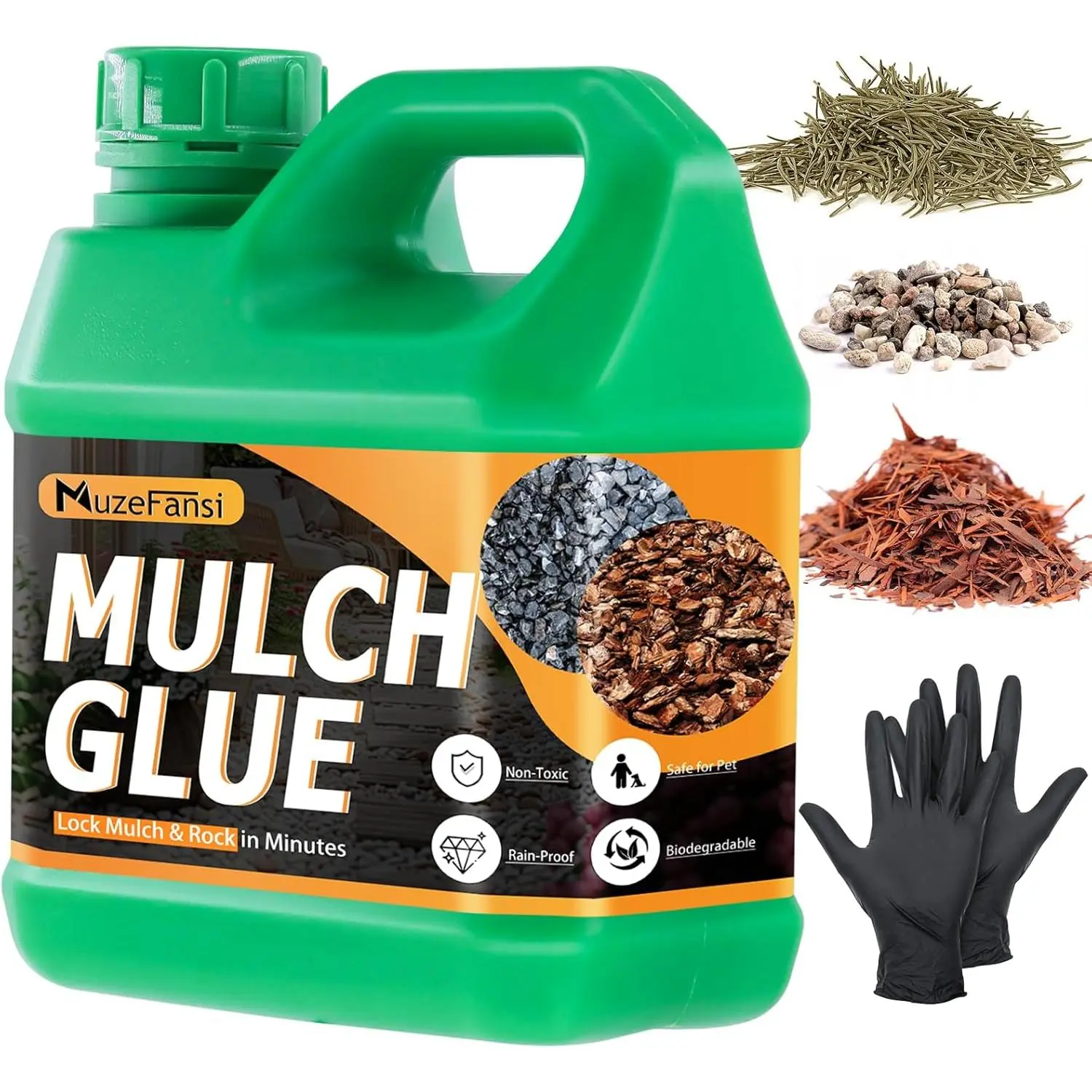 68oz Mulch Glue for Landscaping, Fast-Drying Eco-Friendly Rock & Gravel Binder, for Pea Gravel, Mulch & Stones, & Firm Coverage for Large & Yard Projects