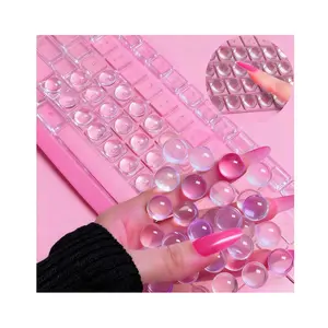 64-Piece Raised Keyboard Stickers for Long Nail Art, High Transparency Crystal Glass Keyboard Bubbles Protective Typing Covers, Elevated Keycap Stickers for Laptop Desktop PC DevicesGift