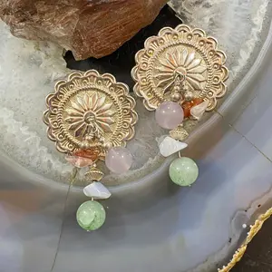 Carolyn Pollack Sterling Silver Concho w/Multi Gemstone Beads Stud Earrings For Women