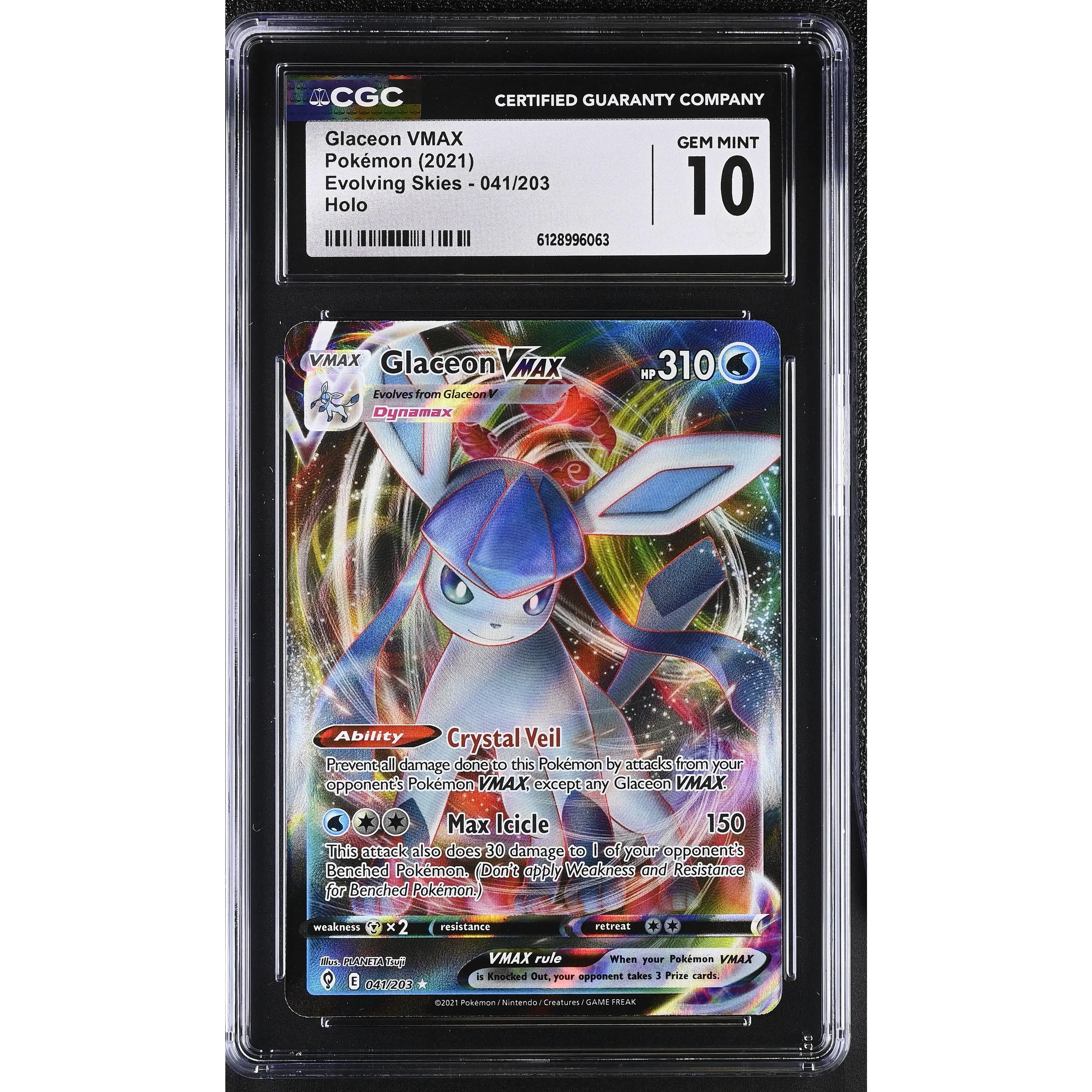 POKEMON TCG: EVOLVING SKIES - GLACEON VMAX - 041/203 (HOLO) (ENGLISH) (GRADED / CGC 10) (📌 CONDITION 9.5)