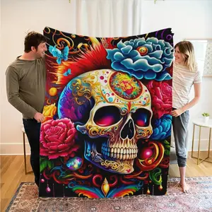 Customizable Spider Web Flannel Blanket, Soft Warm Throw for Halloween, Christmas Gift, Birthday Present, Office, Bedroom, Camping