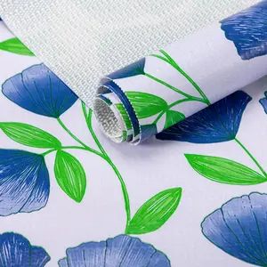 Drawer and Shelf Liner for Kitchen Cabinet, Non-Adhesive Non-Slip Thick Cupboard Bathroom, Waterproof Shelf Paper, Floral Design PVC Shelf Liner 12"x120" Non-Adhesive, Strong Grip Non-Slip Cabinet Liner, Refrigerator Liners