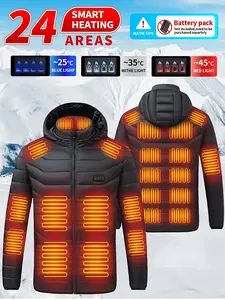 Smart Heated 24-Zone Cotton Jacket for Men and Women - Outdoor Sports Fishing Warm Heated Coat with USB Electric Heating, Adjustable Temperature (Power Supply Not Included) Thermal Lined Outerwear
