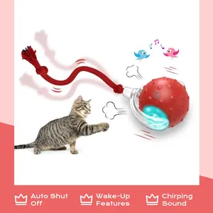 Interactive Cat Toy Ball Super Drive Cat Rolling Ball with Auto Shut Off & Wake-Up Features in Red Color for High-Energy Cats