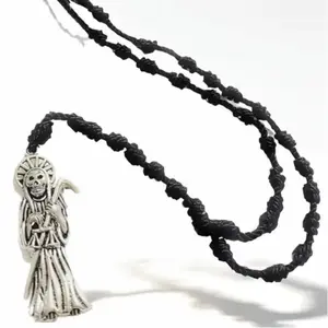 Santa Muerte Thread Rosary with Pendant, Unisex, 19 inches long